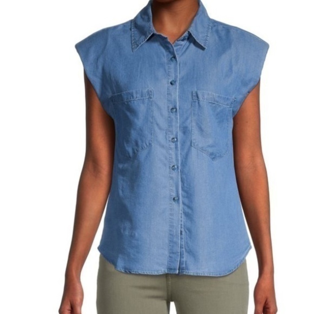 Donatella Faded Wash Denim Shirt Walter Baker size S